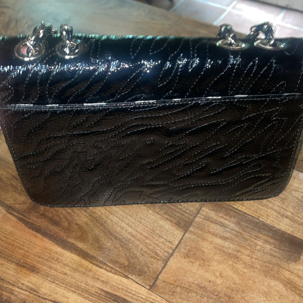 Anne Klein Quilted Patent Vegan Leather Chain Strap Versatile Shoulder Bag - Picture 5 of 9